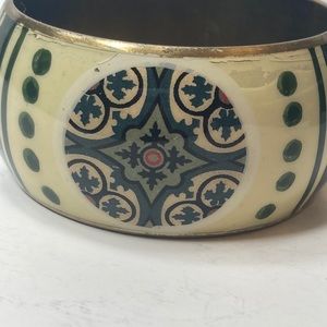Enamel Metal Bangle Bracelet Cream Green